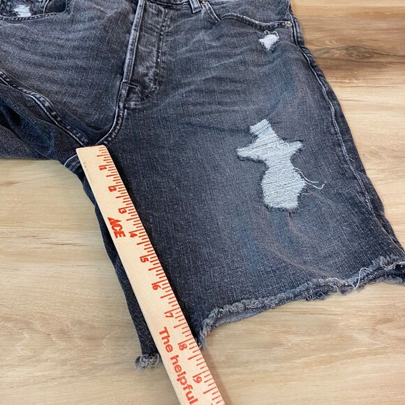 7 for all mankind Jean Shorts Mens 30 Jorts Gray Distressed 8" Cutoff Button Fly - Picture 7 of 8